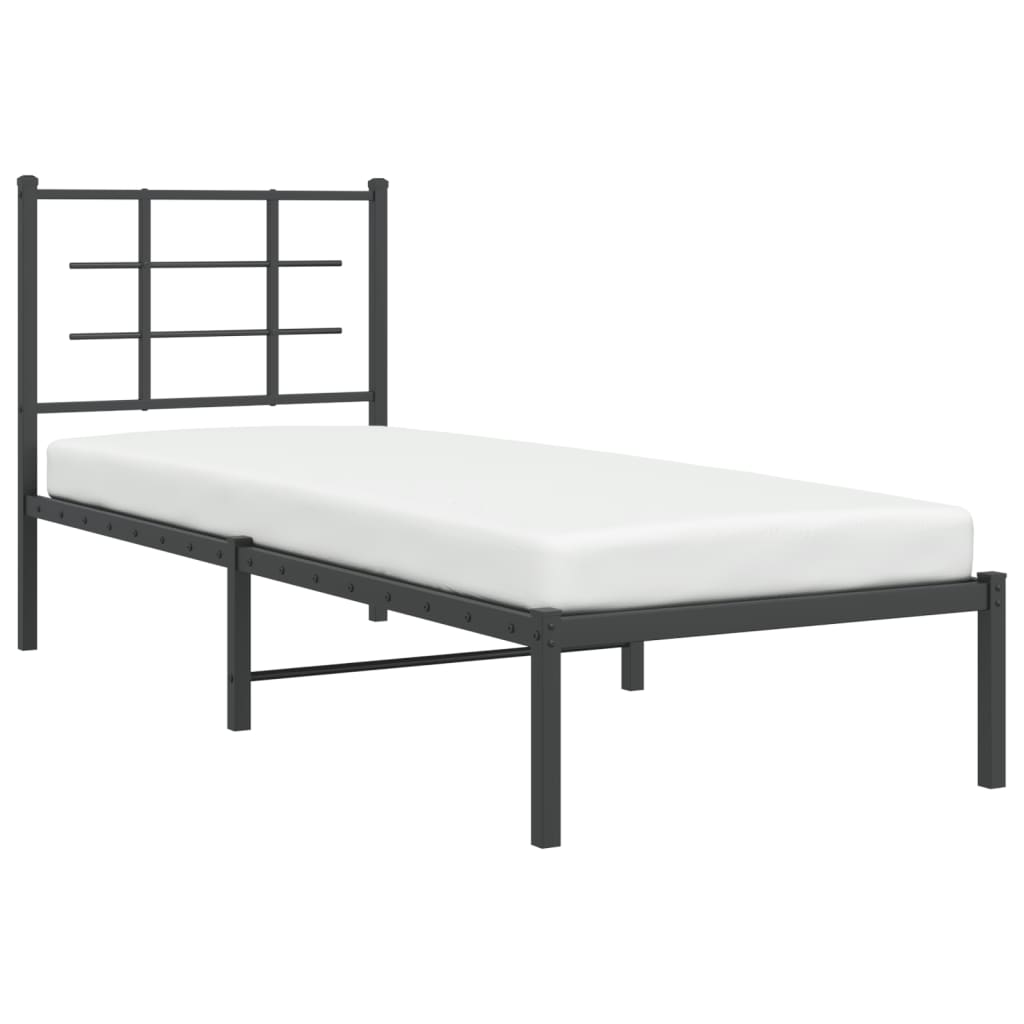 vidaXL Metal Bed Frame without Mattress with Headboard Black 80x200cm