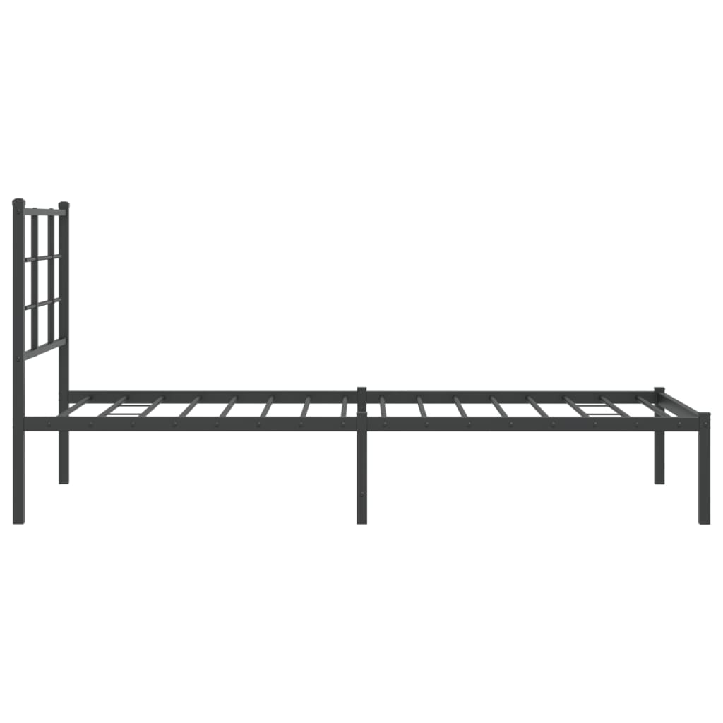 vidaXL Metal Bed Frame without Mattress with Headboard Black 80x200cm