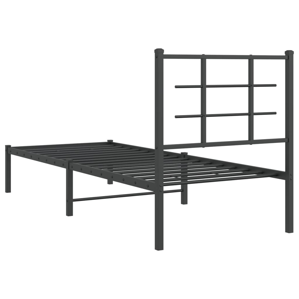 vidaXL Metal Bed Frame without Mattress with Headboard Black 80x200cm