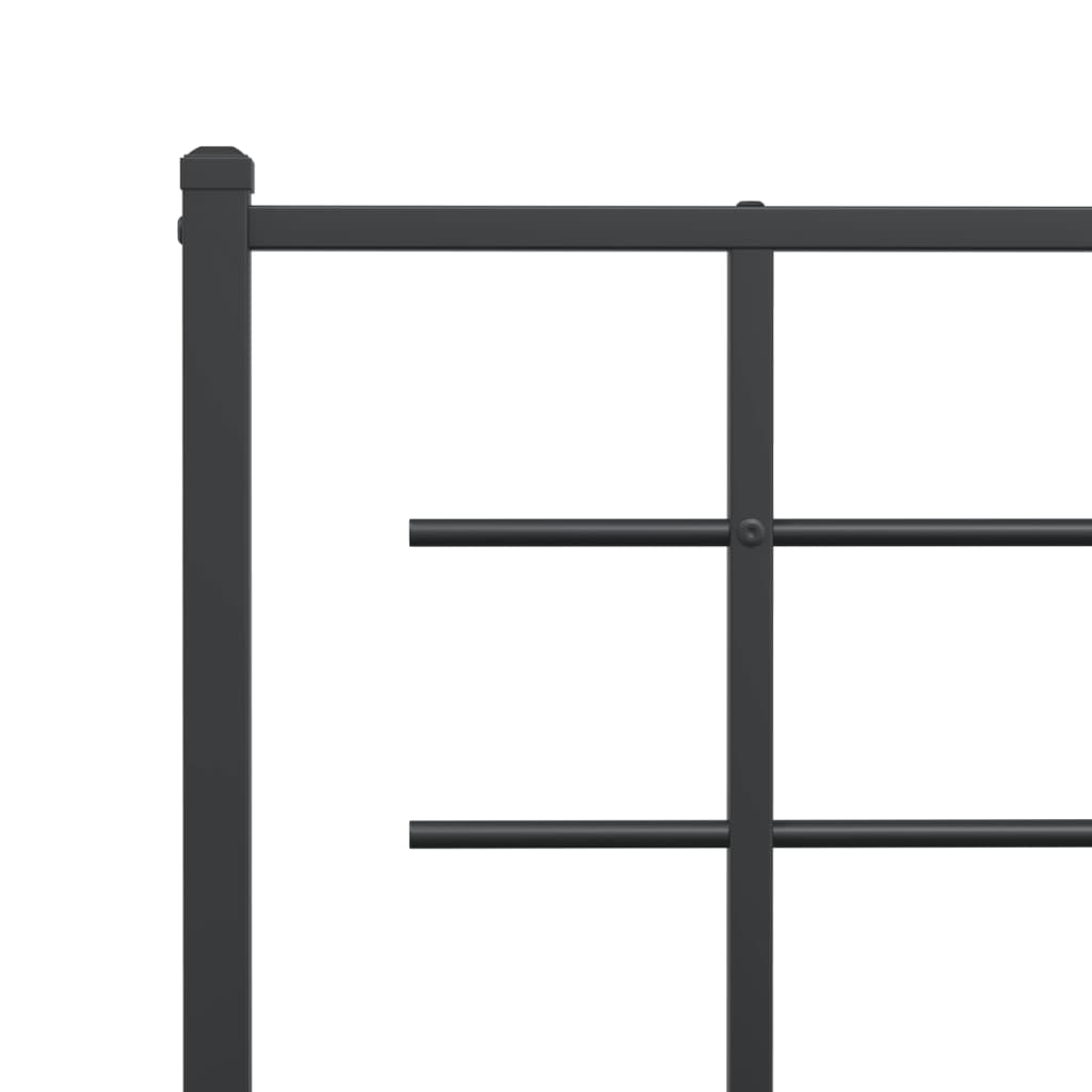 vidaXL Metal Bed Frame without Mattress with Headboard Black 80x200cm