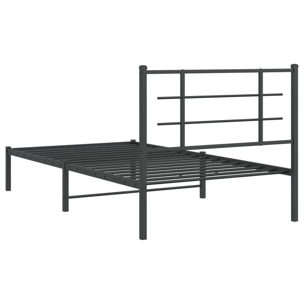 vidaXL Metal Bed Frame without Mattress with Headboard Black 100x190cm