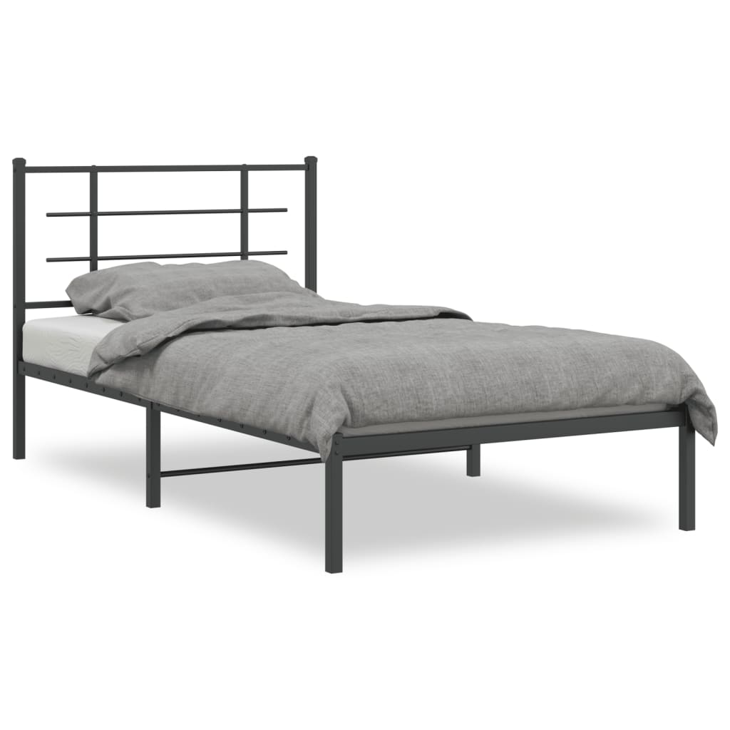 vidaXL Metal Bed Frame without Mattress with Headboard Black 100x190cm