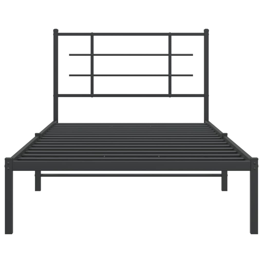 vidaXL Metal Bed Frame without Mattress with Headboard Black 107x203cm