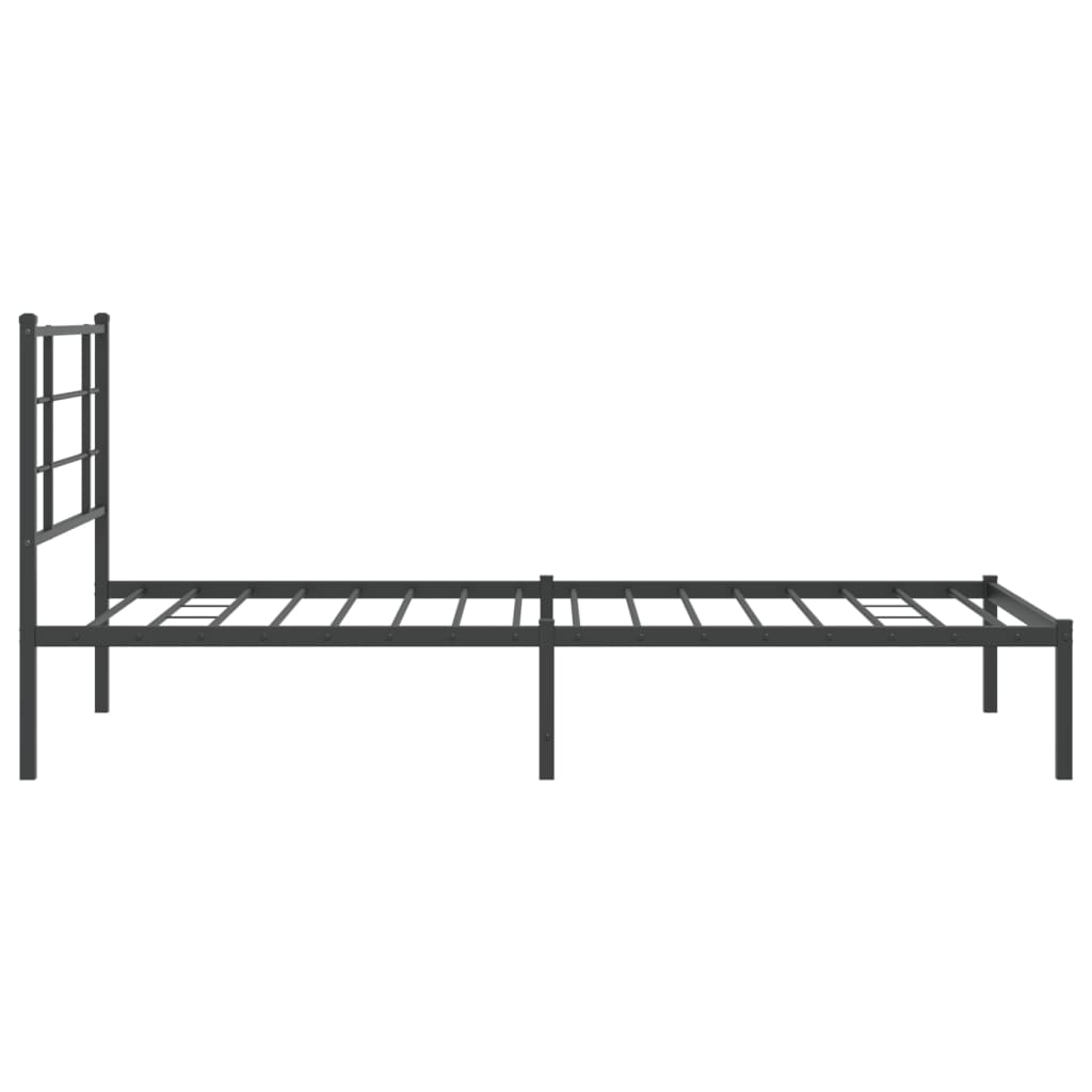 vidaXL Metal Bed Frame without Mattress with Headboard Black 107x203cm