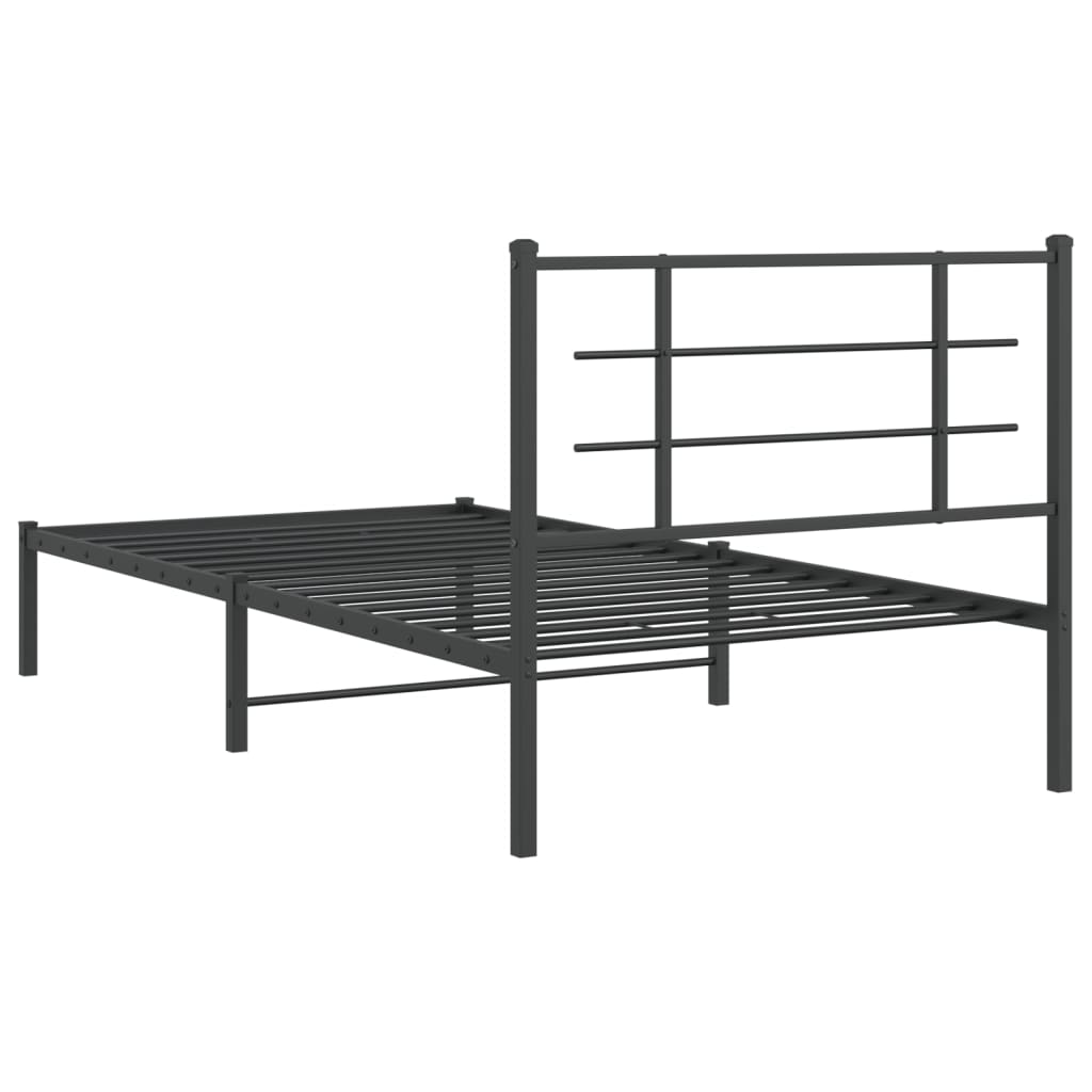 vidaXL Metal Bed Frame without Mattress with Headboard Black 107x203cm