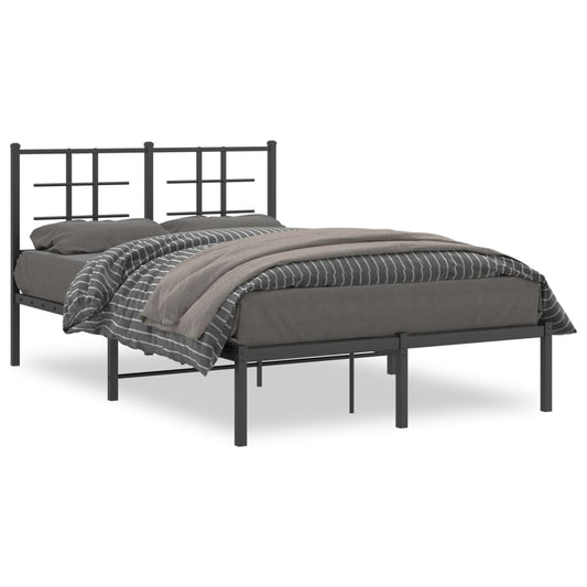 vidaXL Metal Bed Frame without Mattress with Headboard Black 120x190cm