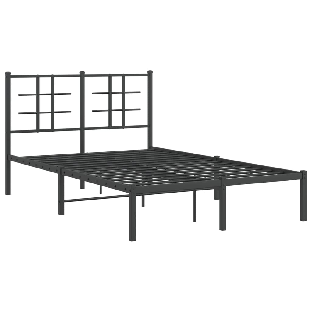 vidaXL Metal Bed Frame without Mattress with Headboard Black 120x200cm