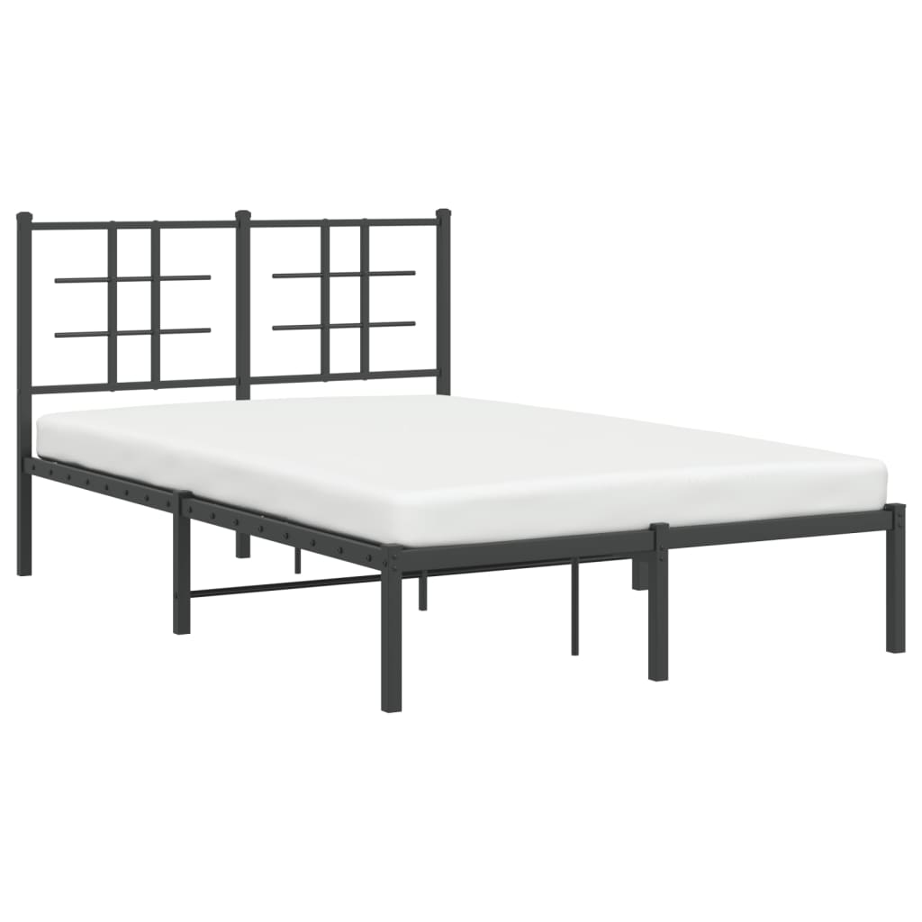 vidaXL Metal Bed Frame without Mattress with Headboard Black 120x200cm