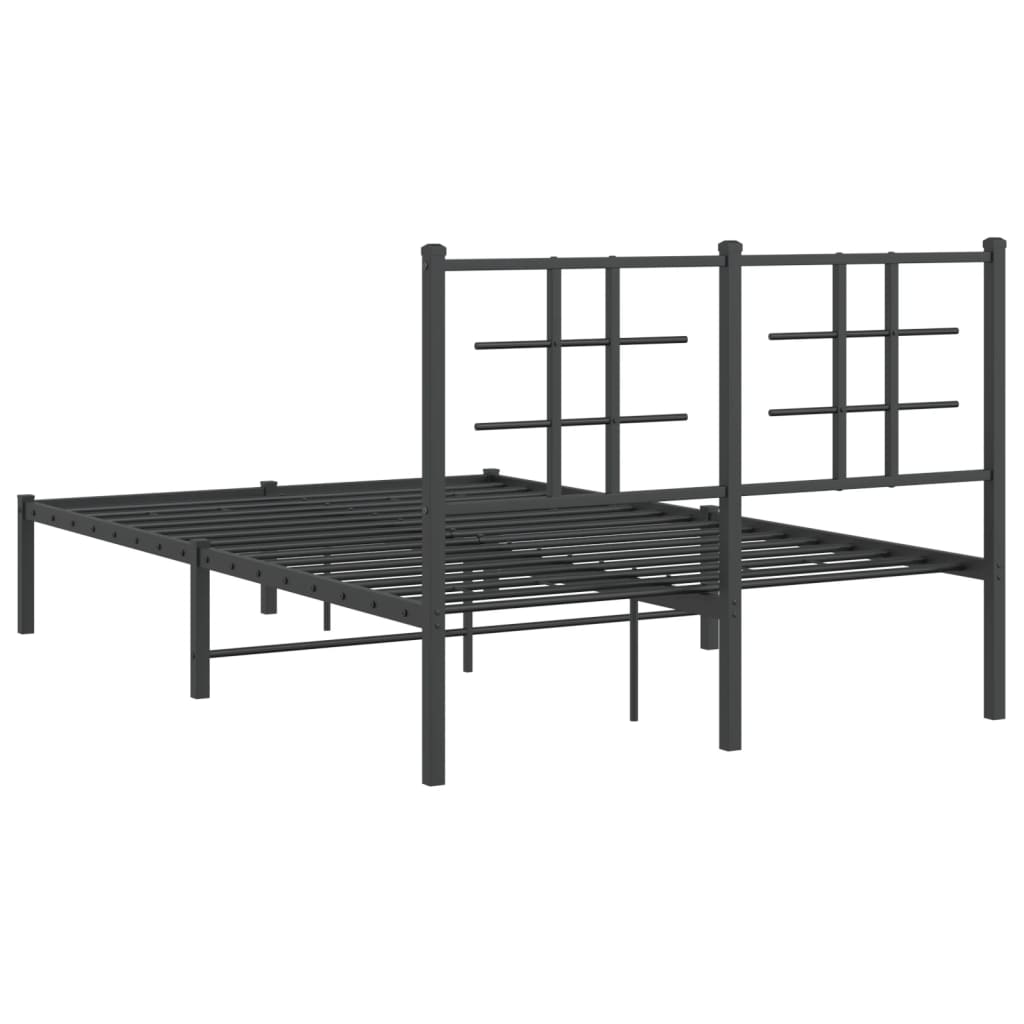 vidaXL Metal Bed Frame without Mattress with Headboard Black 120x200cm