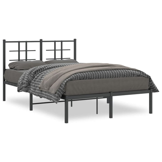 vidaXL Metal Bed Frame without Mattress with Headboard Black 120x200cm