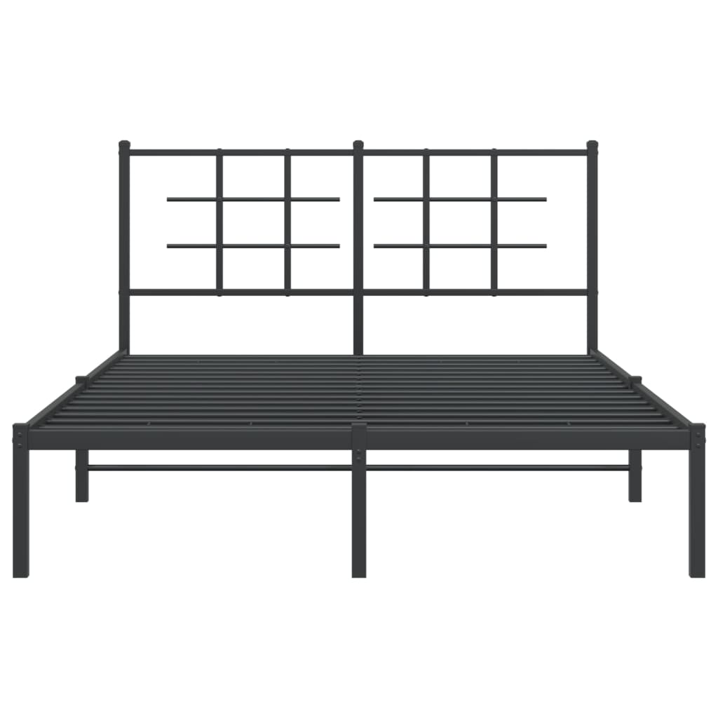 vidaXL Metal Bed Frame without Mattress with Headboard Black 135x190cm