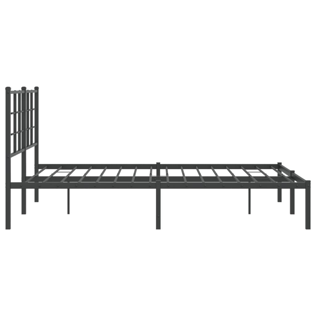 vidaXL Metal Bed Frame without Mattress with Headboard Black 135x190cm