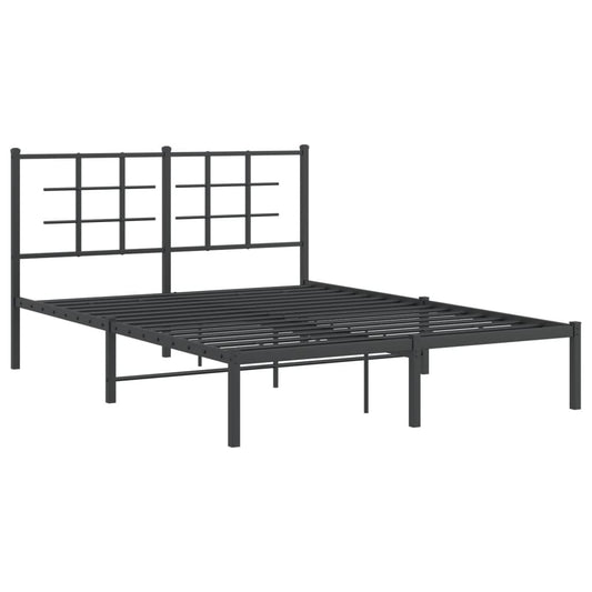 vidaXL Metal Bed Frame without Mattress with Headboard Black 140x190cm