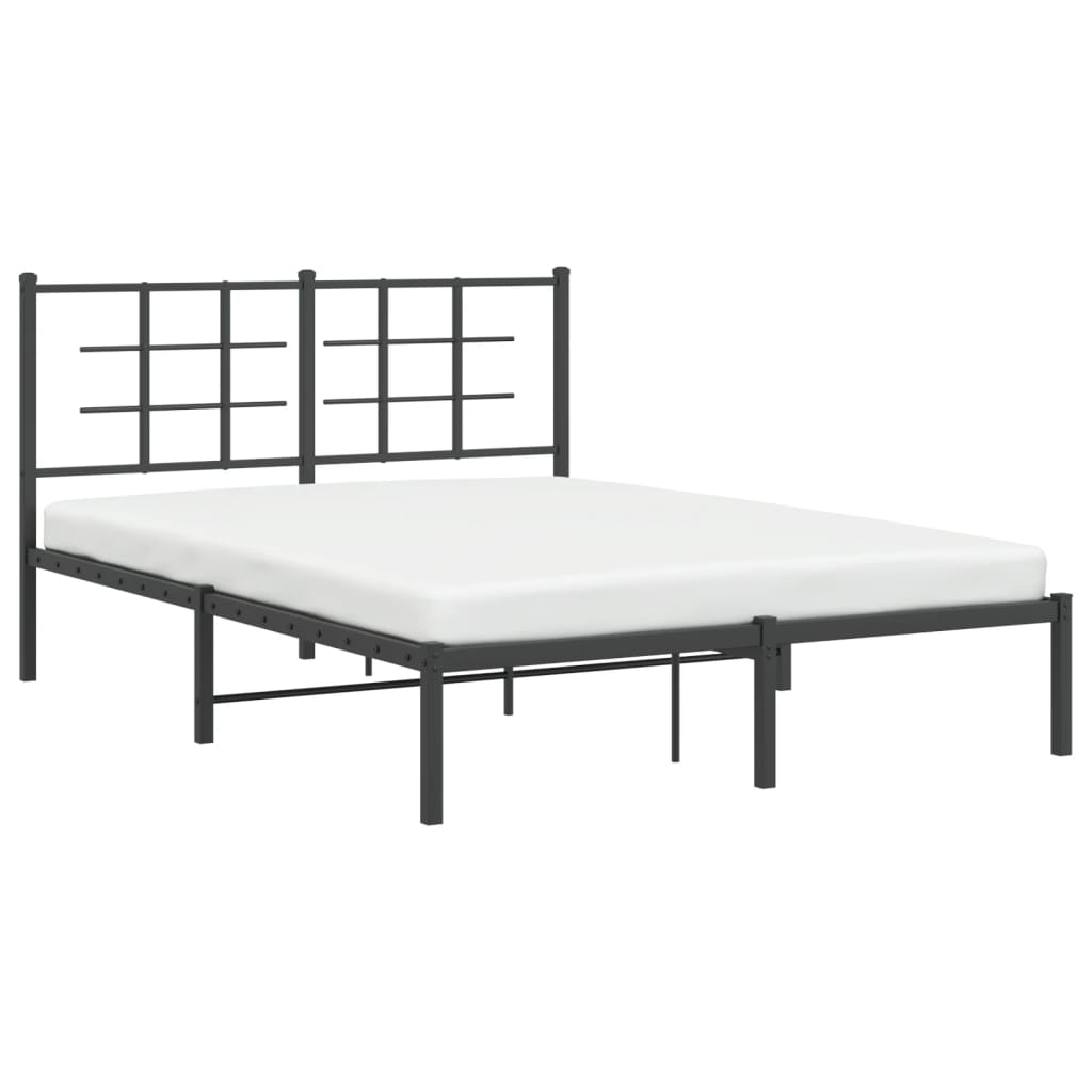 vidaXL Metal Bed Frame without Mattress with Headboard Black 140x200cm