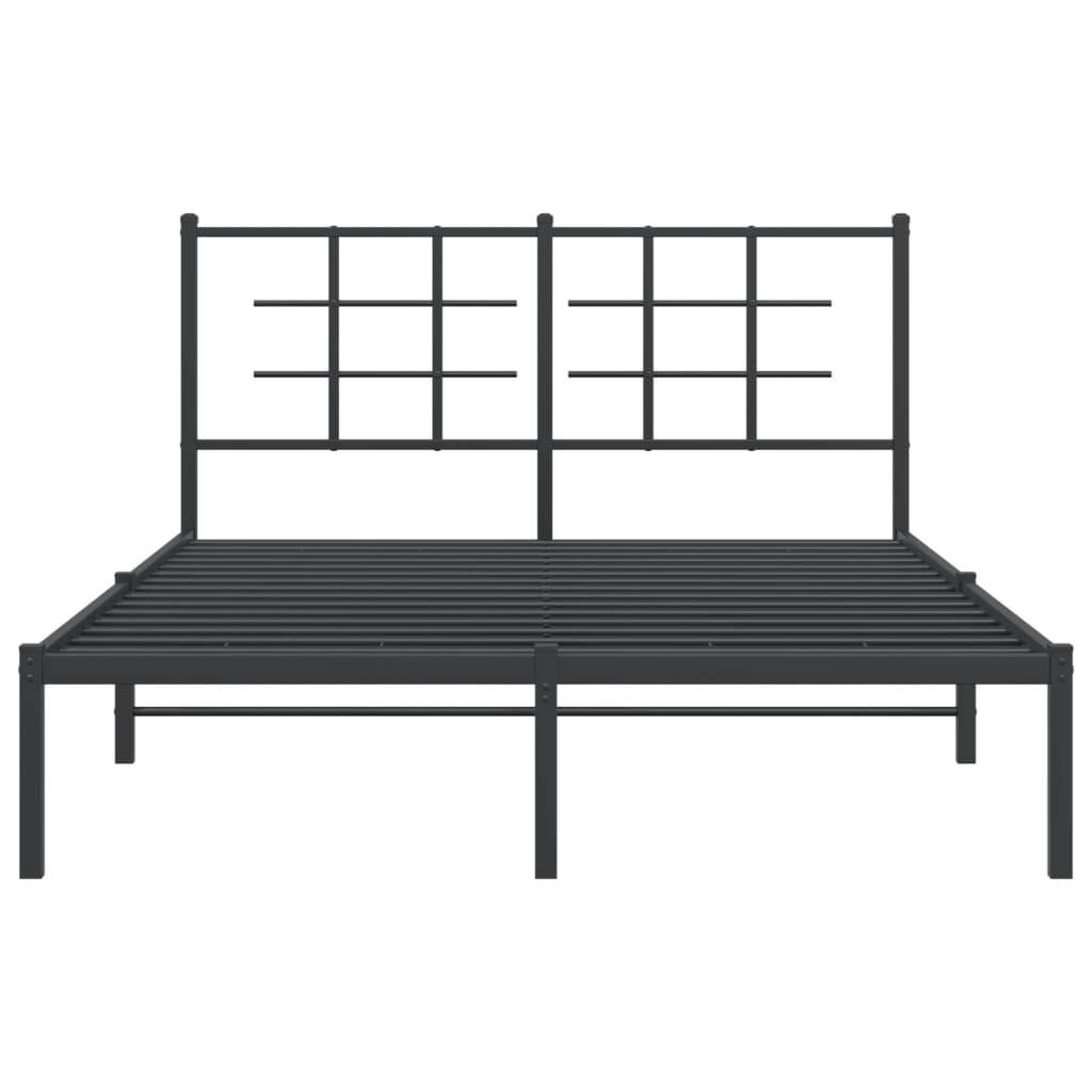 vidaXL Metal Bed Frame without Mattress with Headboard Black 140x200cm