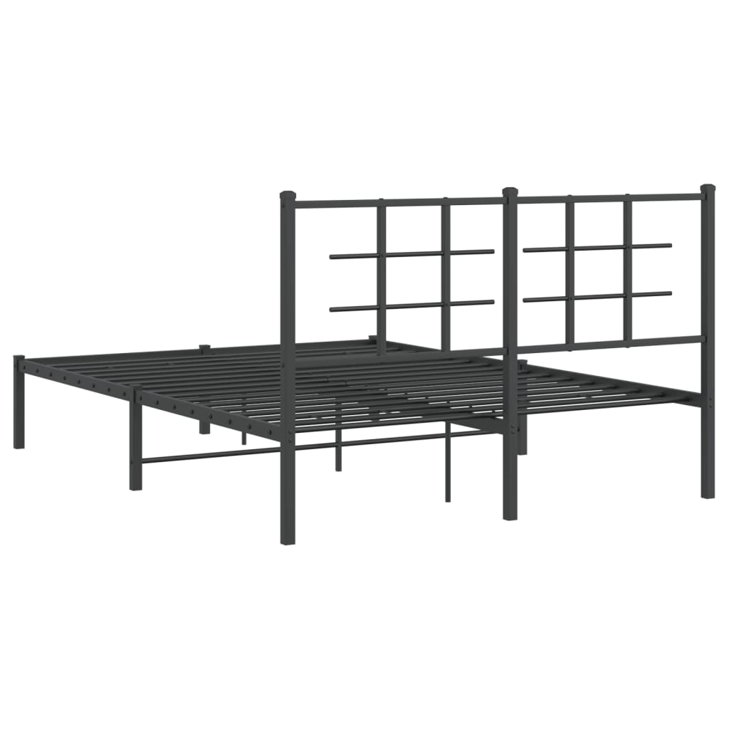 vidaXL Metal Bed Frame without Mattress with Headboard Black 140x200cm