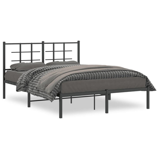 vidaXL Metal Bed Frame without Mattress with Headboard Black 140x200cm