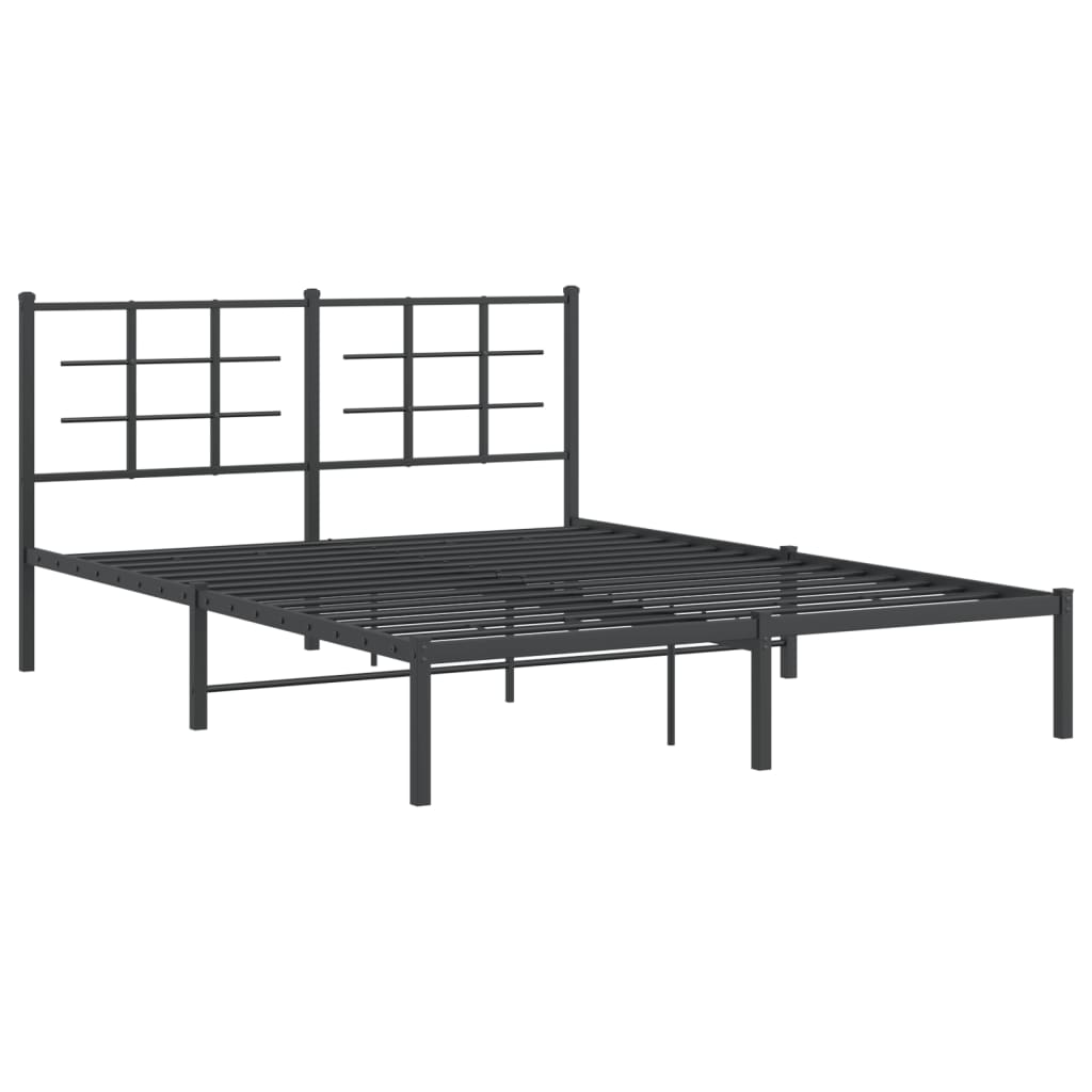 vidaXL Metal Bed Frame without Mattress with Headboard Black 160x200cm