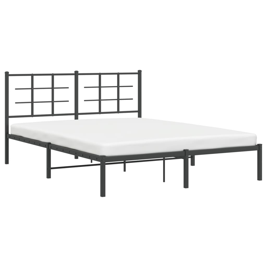 vidaXL Metal Bed Frame without Mattress with Headboard Black 160x200cm