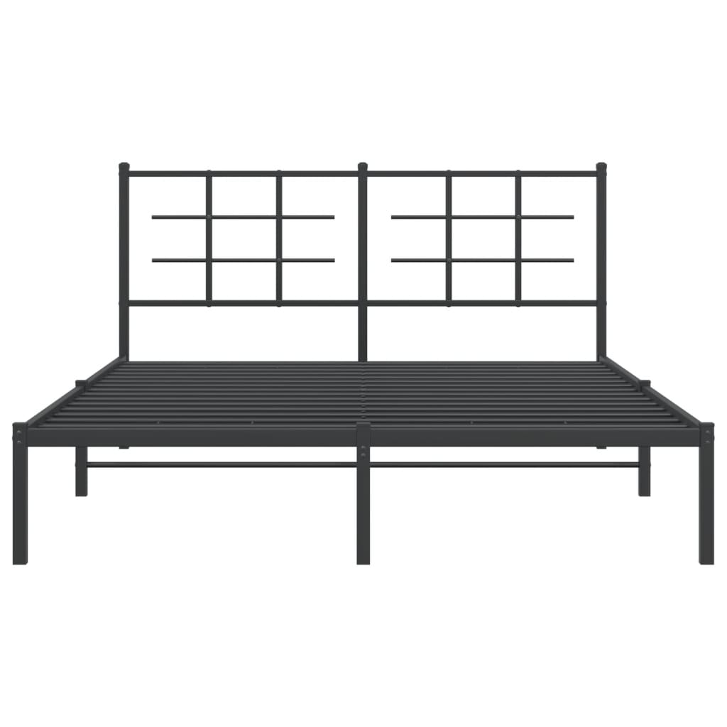 vidaXL Metal Bed Frame without Mattress with Headboard Black 160x200cm