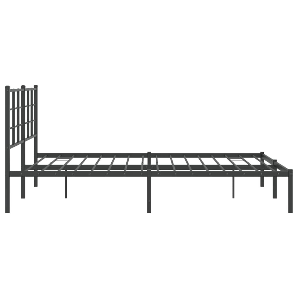 vidaXL Metal Bed Frame without Mattress with Headboard Black 160x200cm