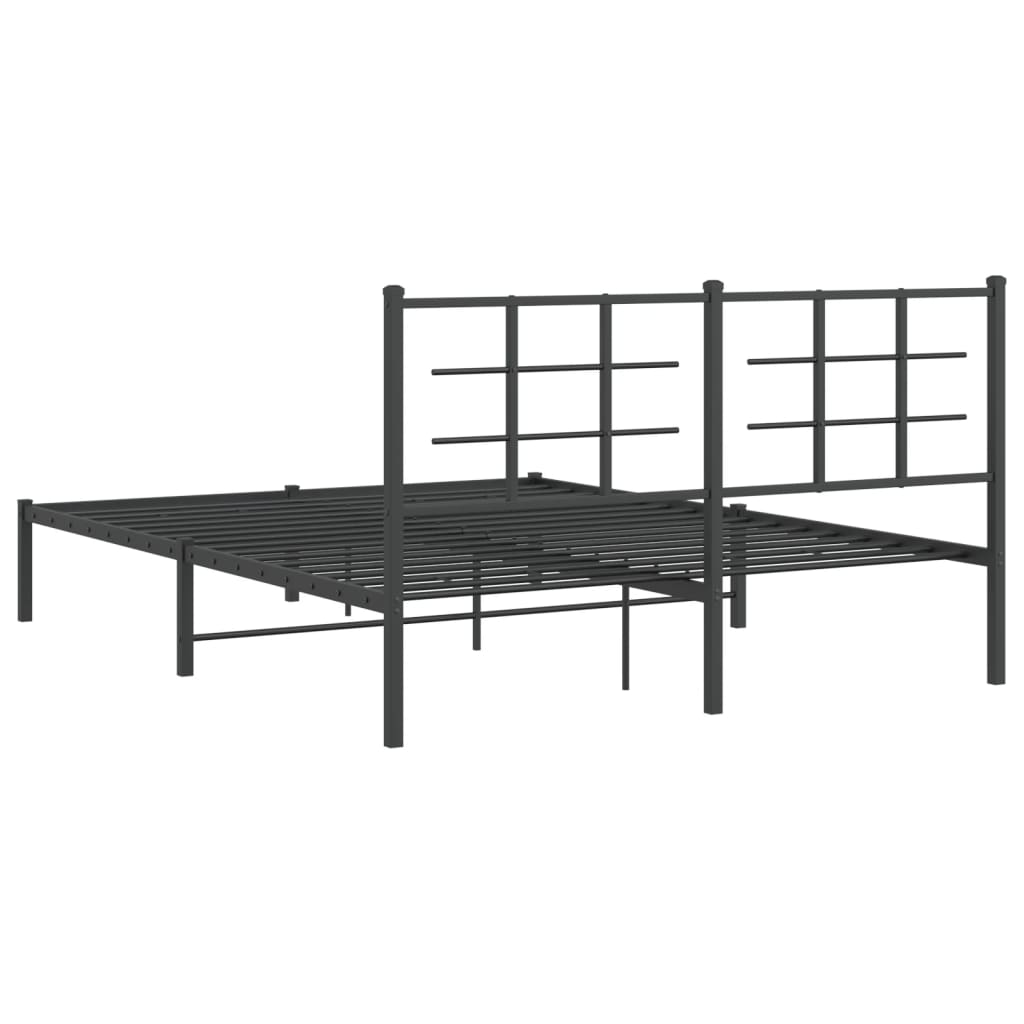 vidaXL Metal Bed Frame without Mattress with Headboard Black 160x200cm