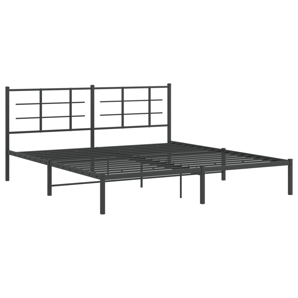 vidaXL Metal Bed Frame without Mattress with Headboard Black 180x200cm