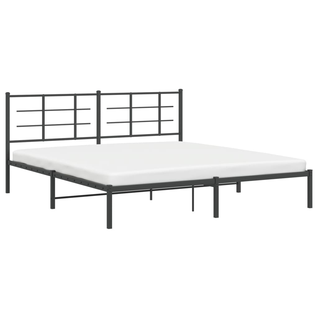 vidaXL Metal Bed Frame without Mattress with Headboard Black 180x200cm