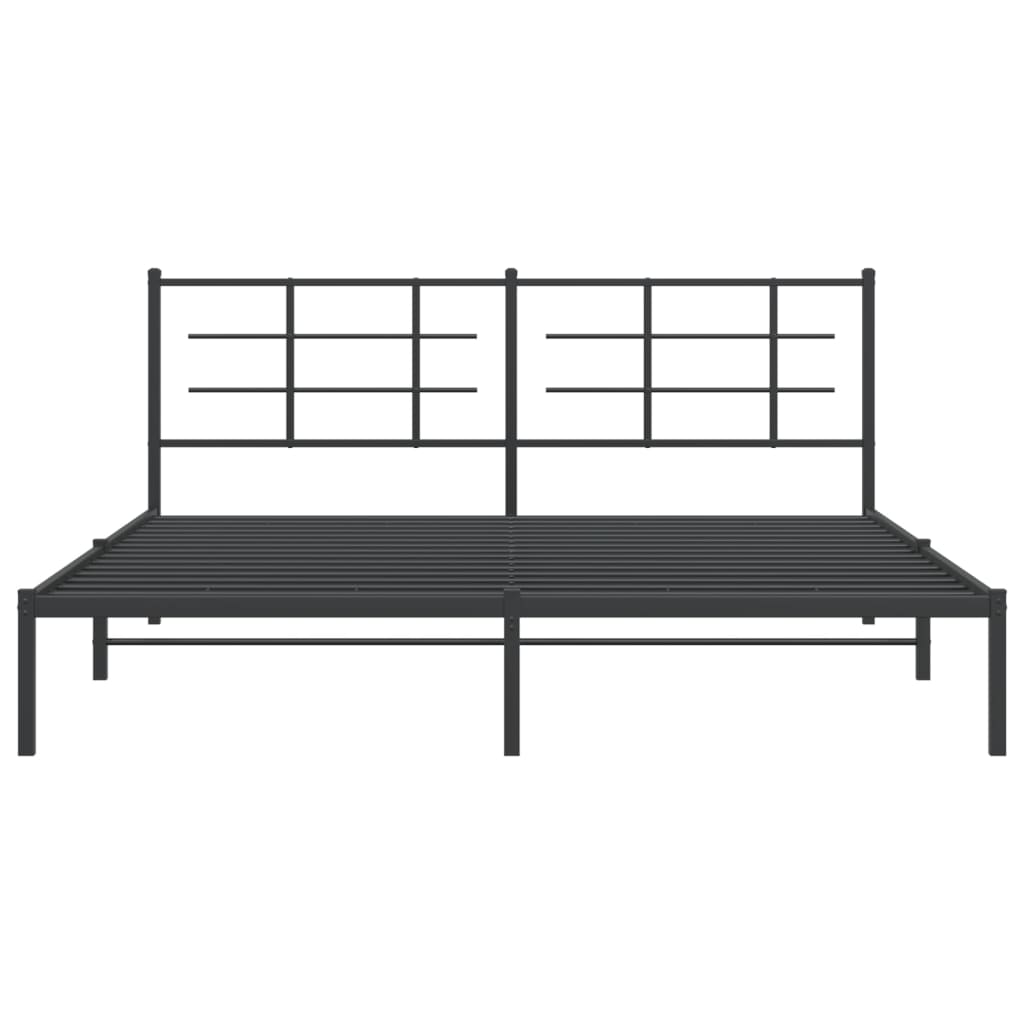 vidaXL Metal Bed Frame without Mattress with Headboard Black 180x200cm