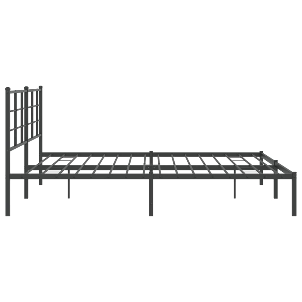 vidaXL Metal Bed Frame without Mattress with Headboard Black 180x200cm