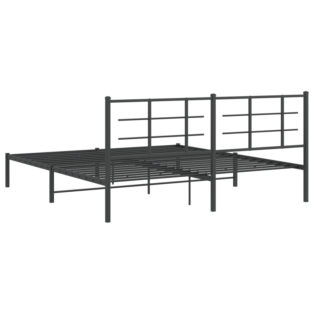 vidaXL Metal Bed Frame without Mattress with Headboard Black 180x200cm