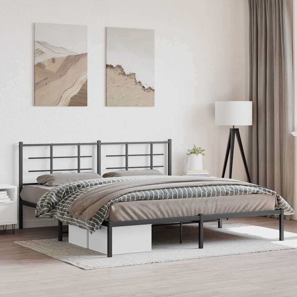 Bed Frame | Black | Powder-Coated Steel | Double | Modern & Durable