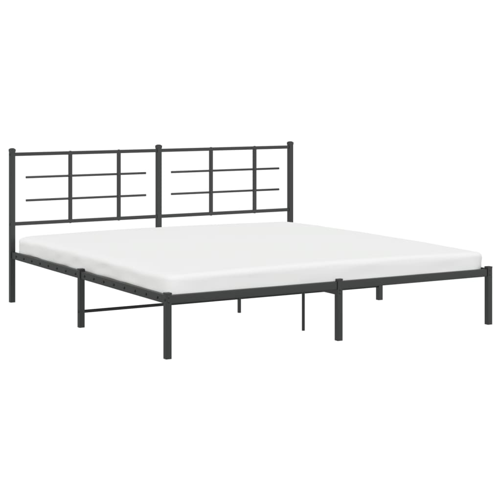 vidaXL Metal Bed Frame without Mattress with Headboard Black 193x203cm