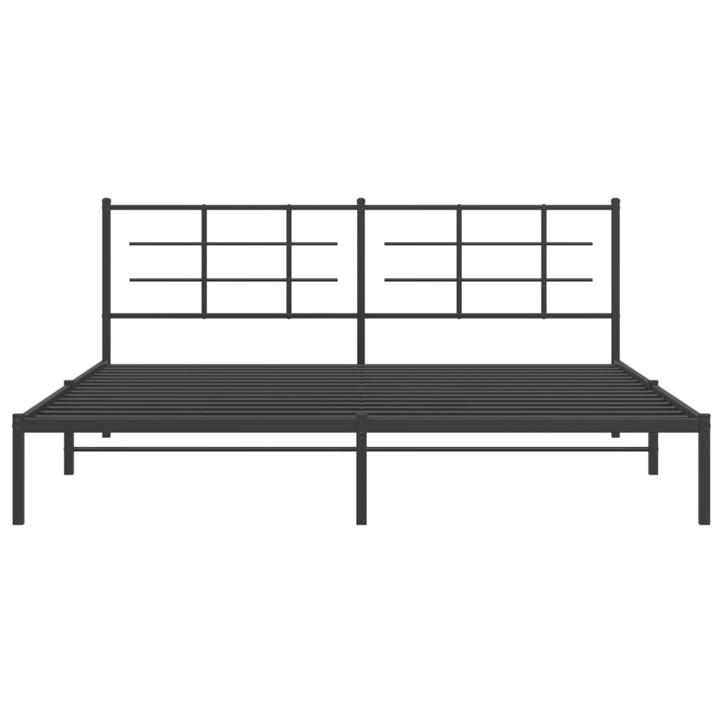 vidaXL Metal Bed Frame without Mattress with Headboard Black 193x203cm