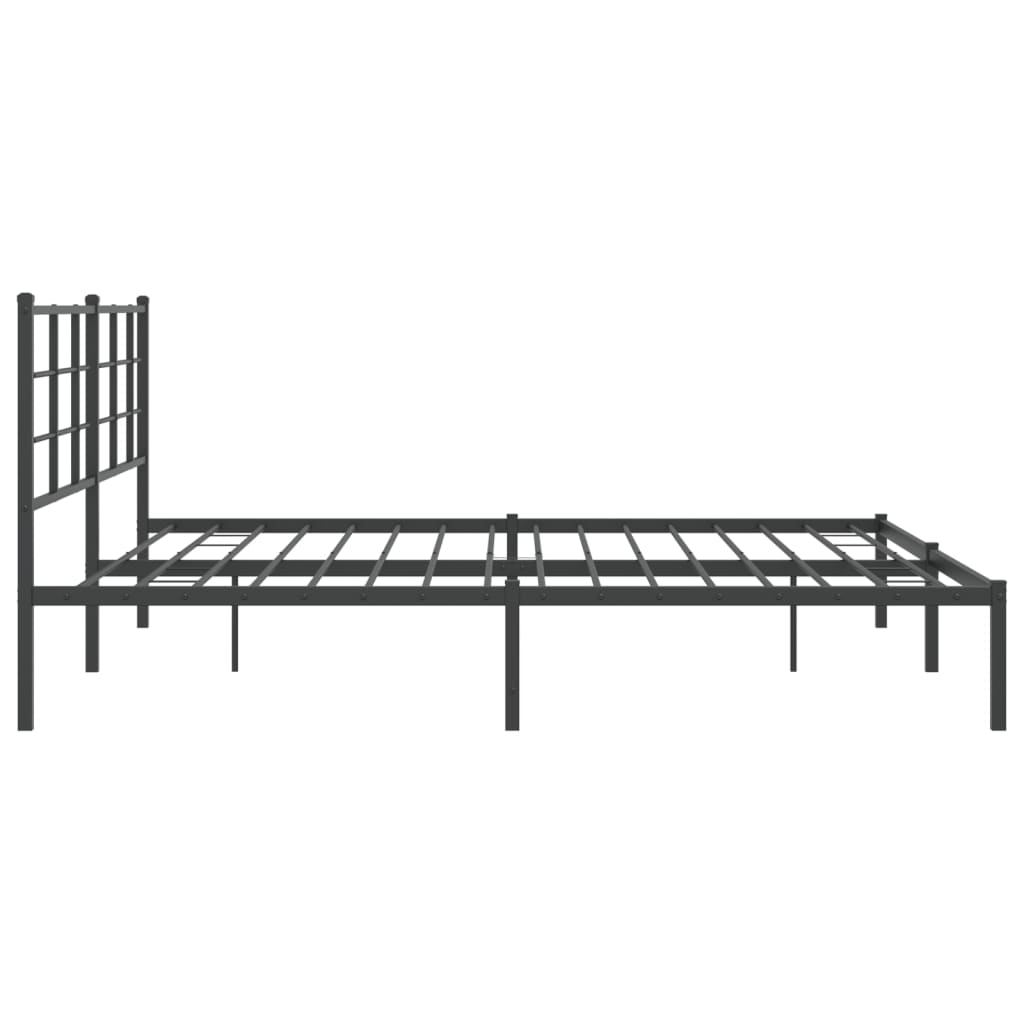 vidaXL Metal Bed Frame without Mattress with Headboard Black 193x203cm