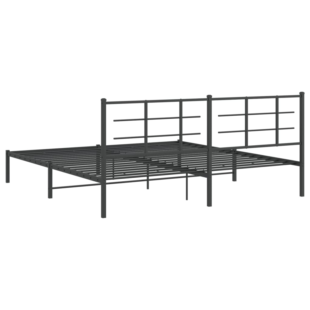 vidaXL Metal Bed Frame without Mattress with Headboard Black 193x203cm