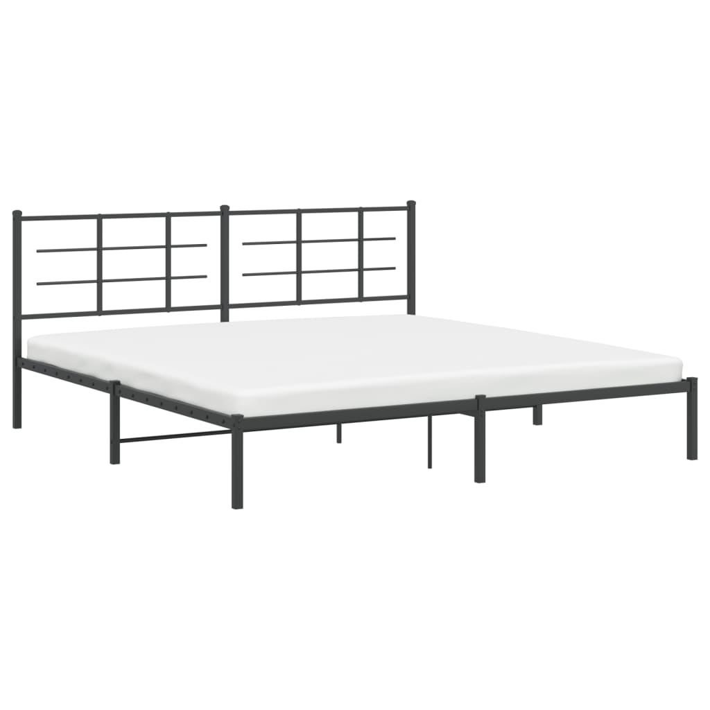 vidaXL Metal Bed Frame without Mattress with Headboard Black 200x200cm