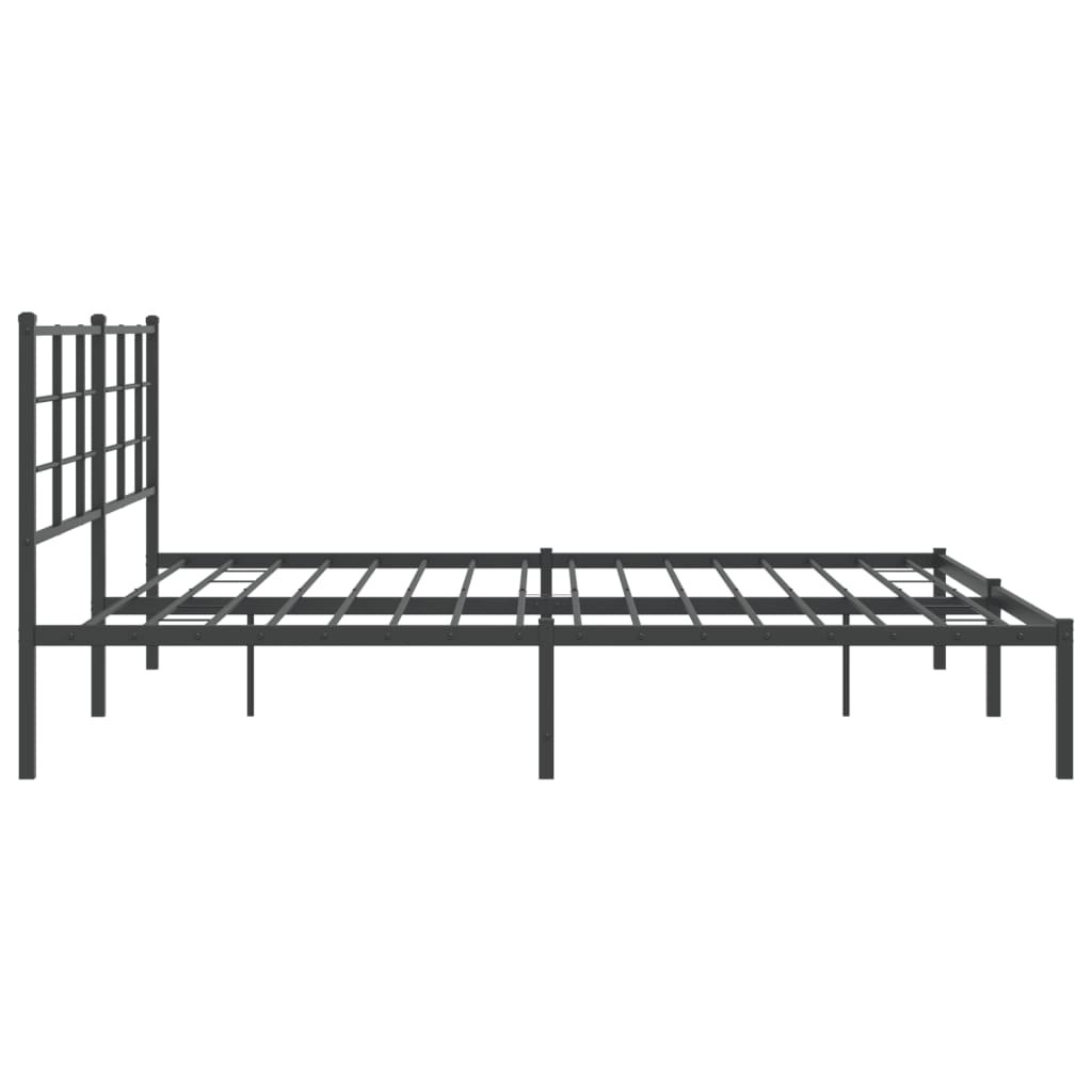 vidaXL Metal Bed Frame without Mattress with Headboard Black 200x200cm