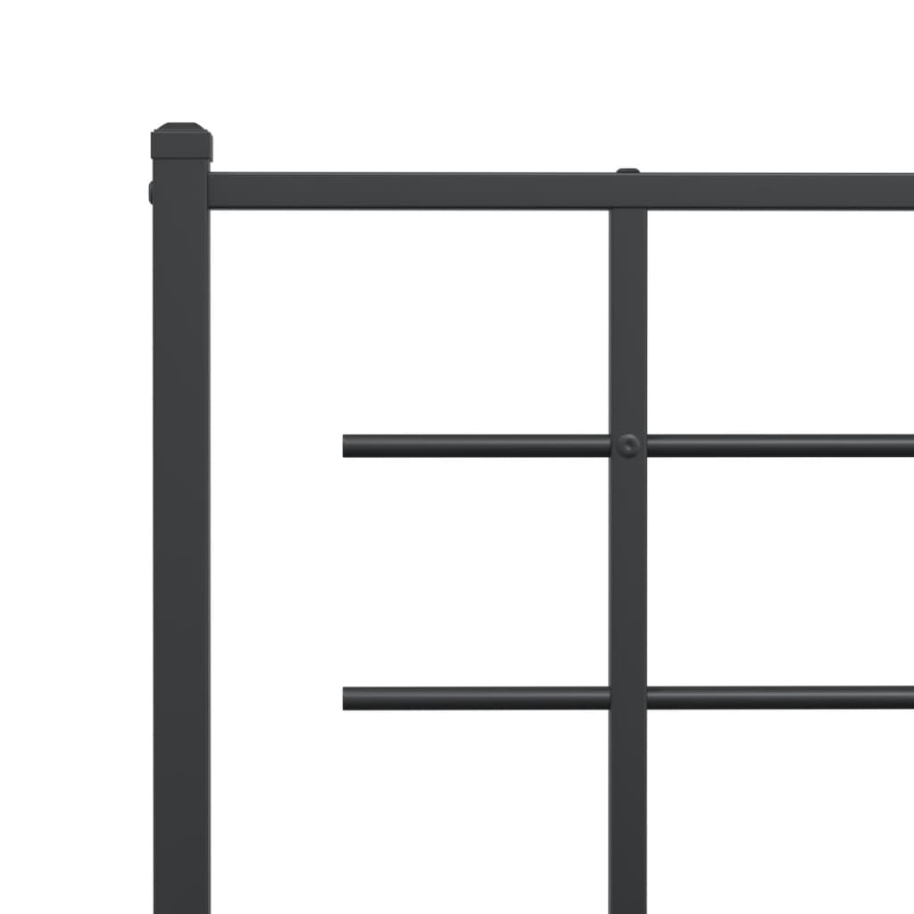 vidaXL Metal Bed Frame without Mattress with Headboard Black 200x200cm