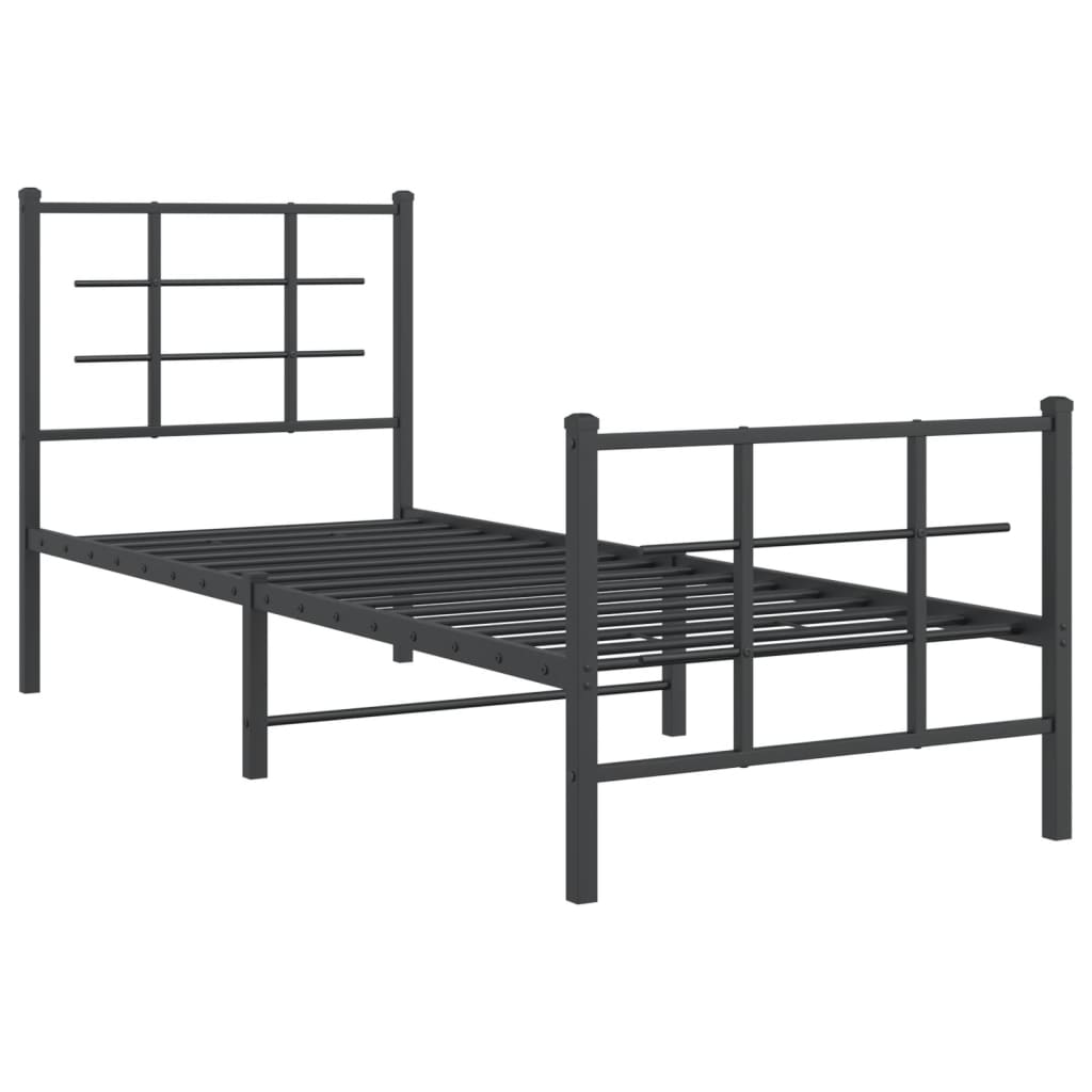 vidaXL Metal Bed Frame without Mattress with Footboard Black 80x200cm