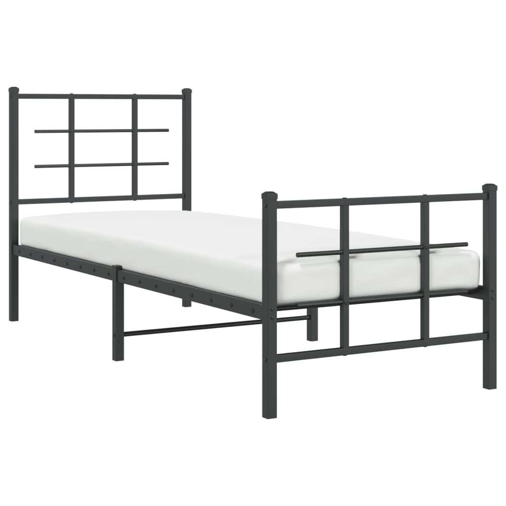 vidaXL Metal Bed Frame without Mattress with Footboard Black 80x200cm