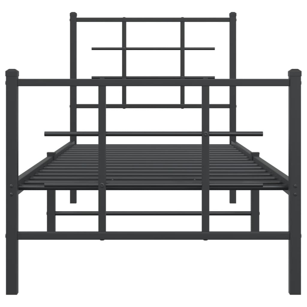 vidaXL Metal Bed Frame without Mattress with Footboard Black 80x200cm