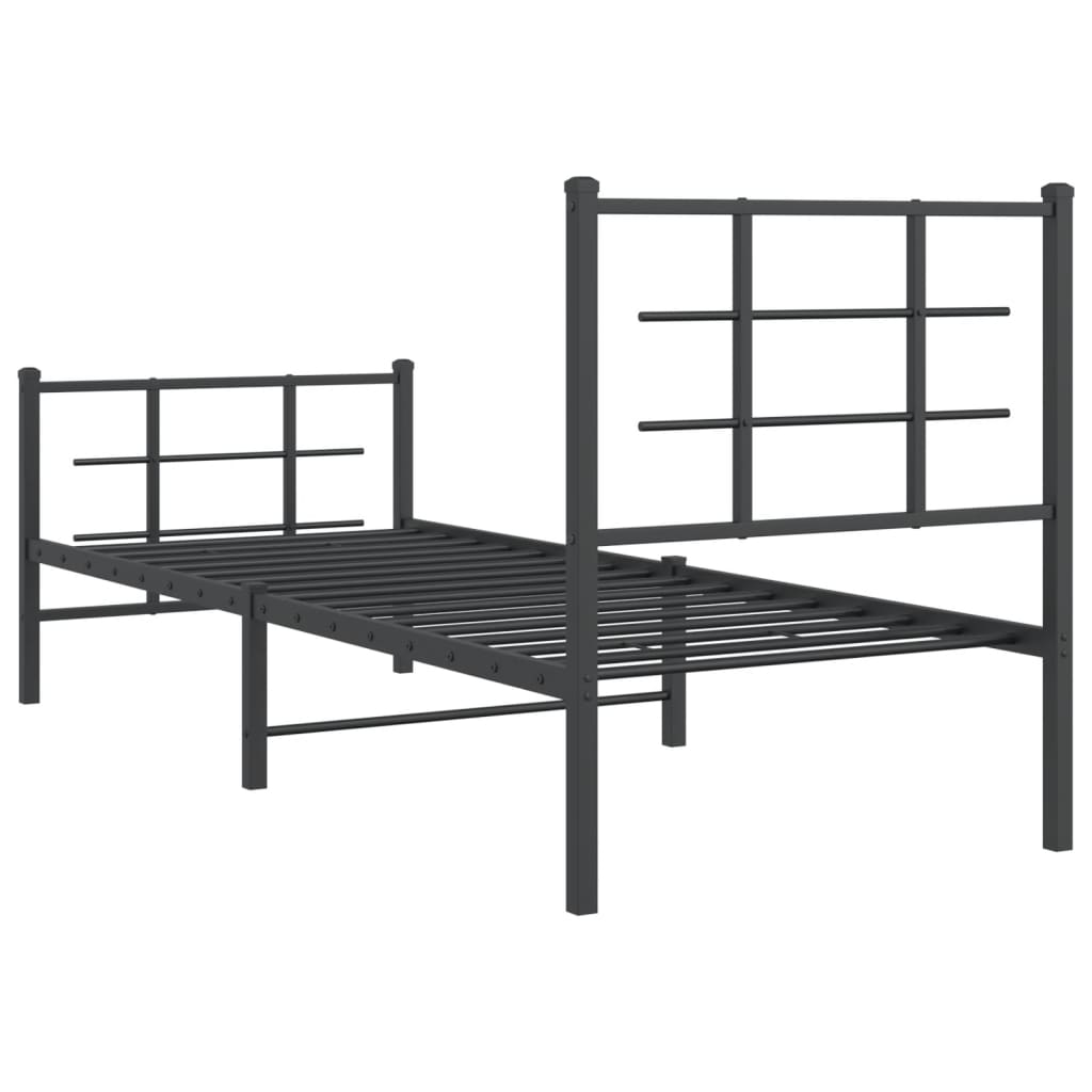 vidaXL Metal Bed Frame without Mattress with Footboard Black 80x200cm