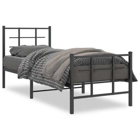 vidaXL Metal Bed Frame without Mattress with Footboard Black 80x200cm