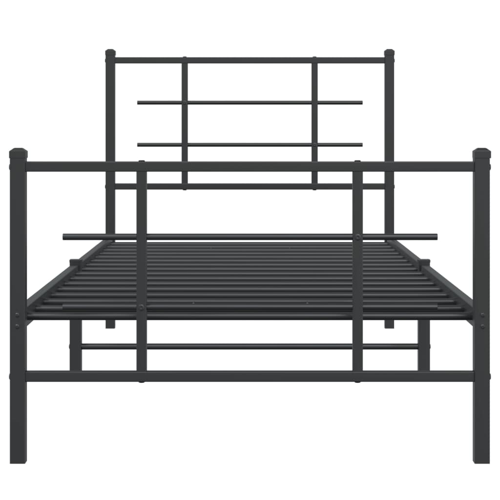 vidaXL Metal Bed Frame without Mattress with Footboard Black 90x190cm