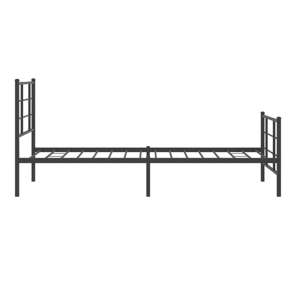 vidaXL Metal Bed Frame without Mattress with Footboard Black 90x190cm