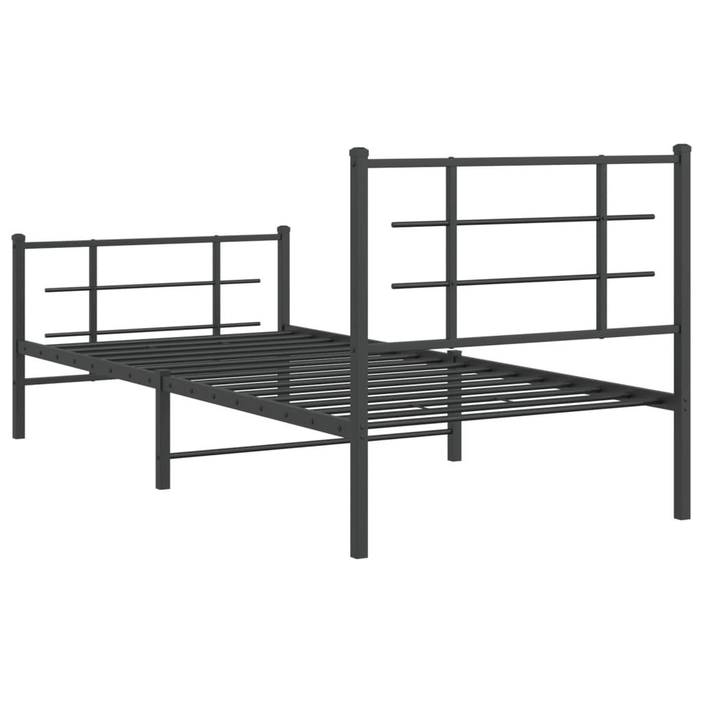 vidaXL Metal Bed Frame without Mattress with Footboard Black 90x190cm