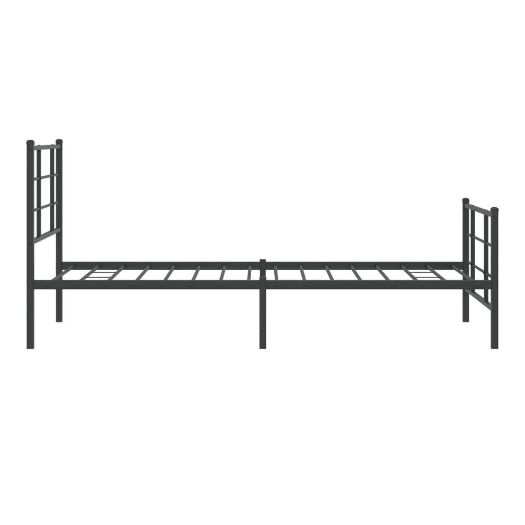 vidaXL Metal Bed Frame without Mattress with Footboard Black 90x200cm