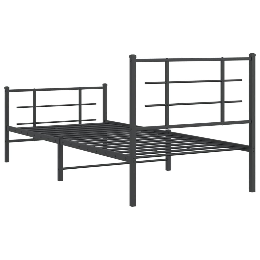 vidaXL Metal Bed Frame without Mattress with Footboard Black 90x200cm