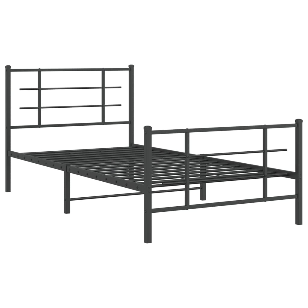Bed Frame | Black | Powder-Coated Steel | 107x203 cm | Metal Bed Frame